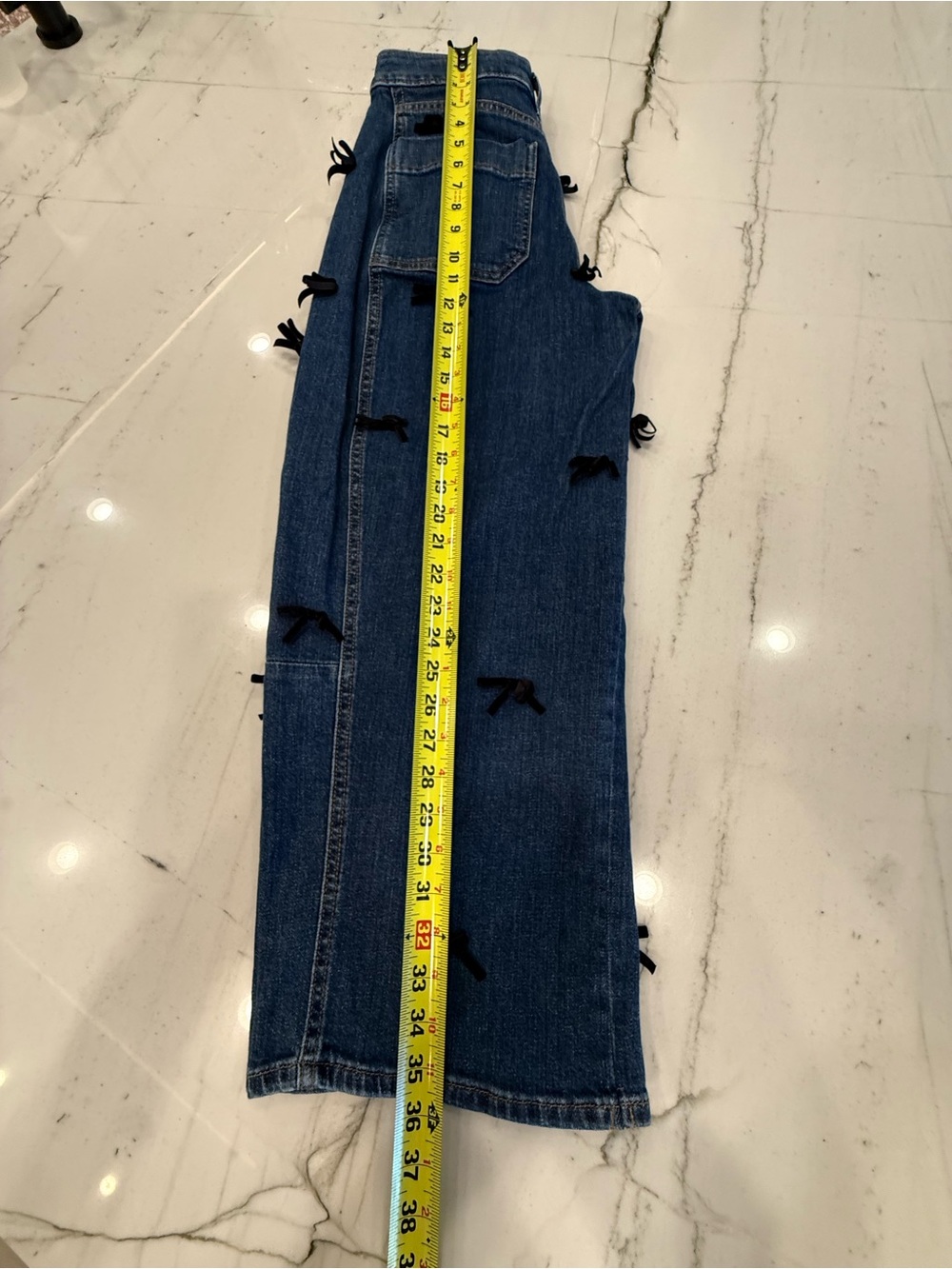 Pilcro Blue Barrel Jeans with Black Bows - Picture 8 of 10